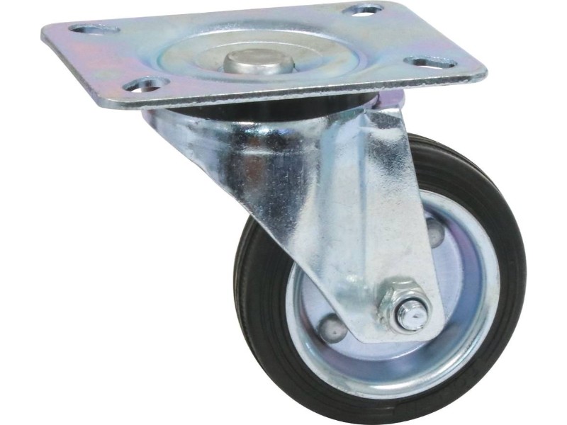 Roulette pivot. chape zinguee bandage caoutchouc d.100 80kg - 26411