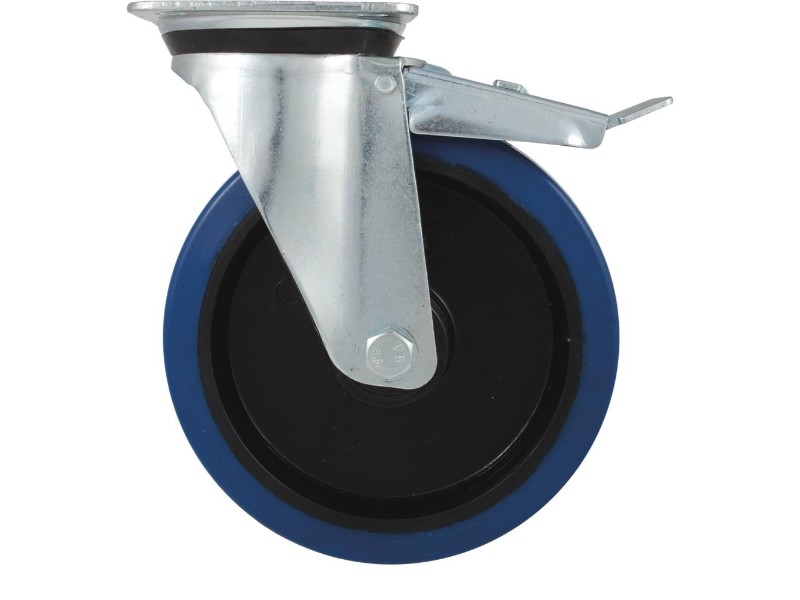 Roulette pivot.+frein chape zinguee bandage bleu d.200 300k - 26454