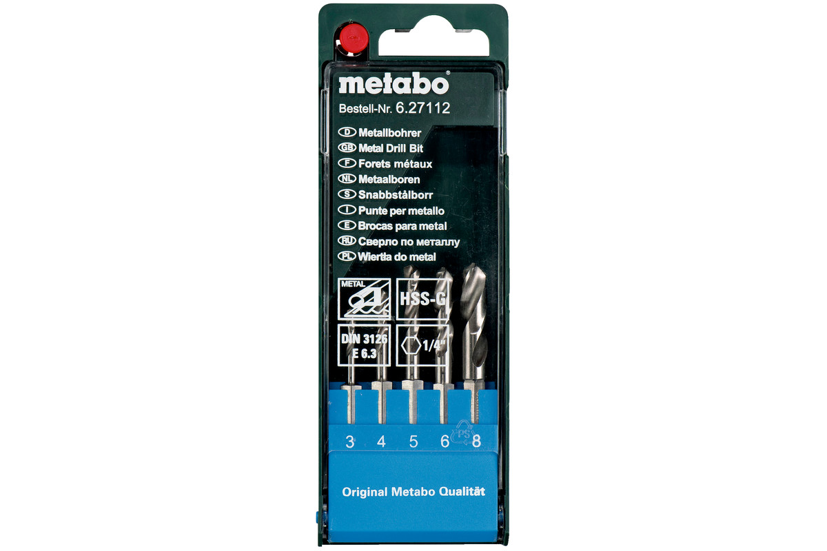 Coffret de forets HSS-G, 5 pièces E 6,3 - METABO - 627112000