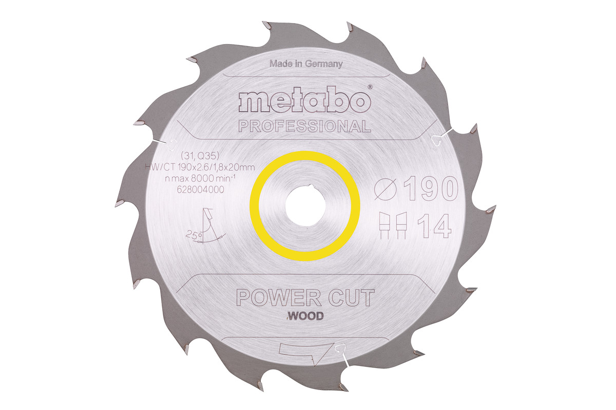Lame de scie « power cut wood - professional », 190x20, Z14 WZ 25° - METABO - 628004000