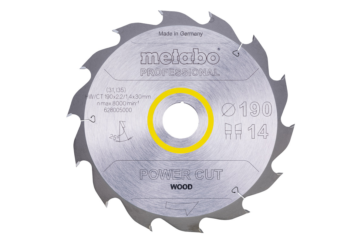 Lame de scie « power cut wood - professional », 190x30, Z14 WZ 25° - METABO - 628005000