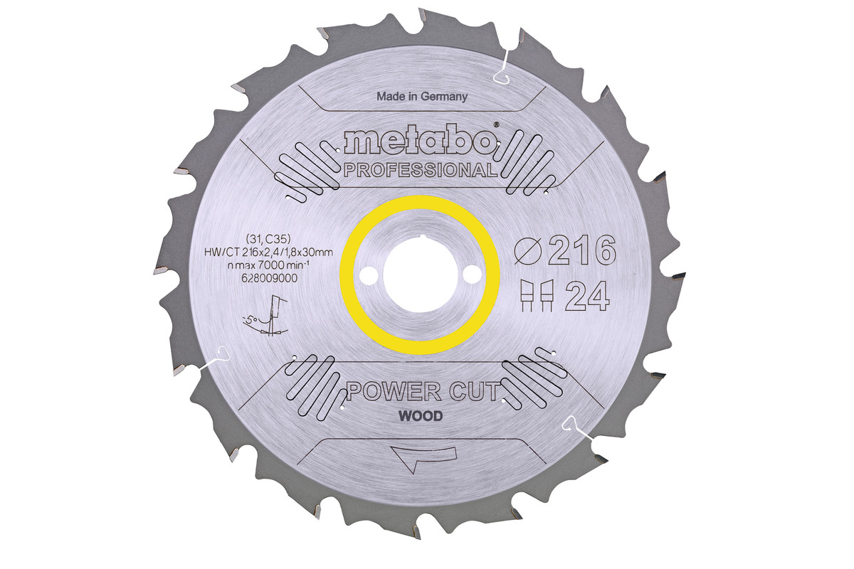 Lame de scie « power cut wood - professional », 216x30, Z24 WZ 5° nég. - METABO - 628009000