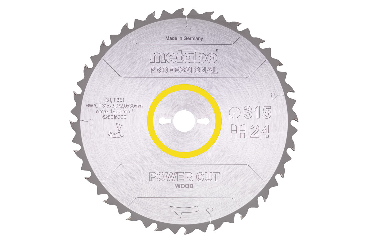 Lame de scie « power cut wood - professional », 315x30, Z24 WZ 20° - METABO - 628016000
