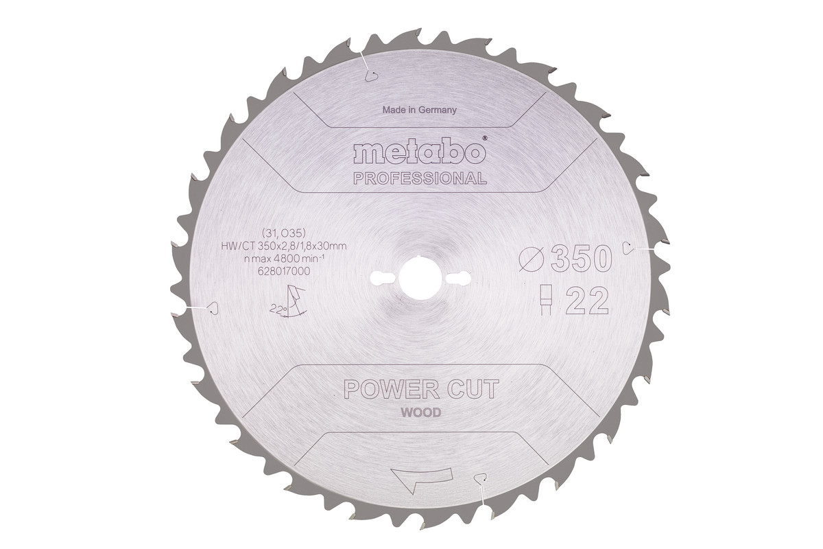 Lame de scie « power cut wood - professional », 350x30, Z22 FZ 22° - METABO - 628017000