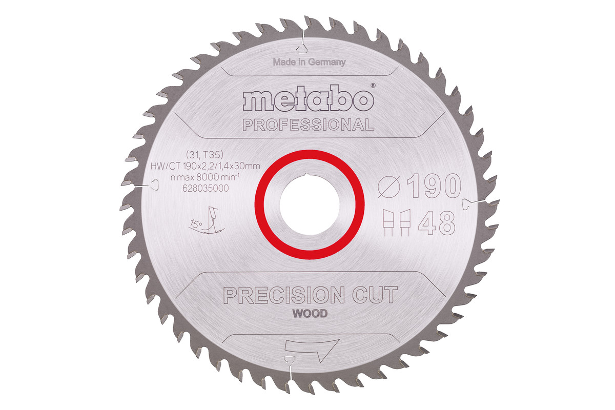 Lame de scie « precision cut wood - professional », 190x30, Z48 WZ 15° - METABO - 628035000