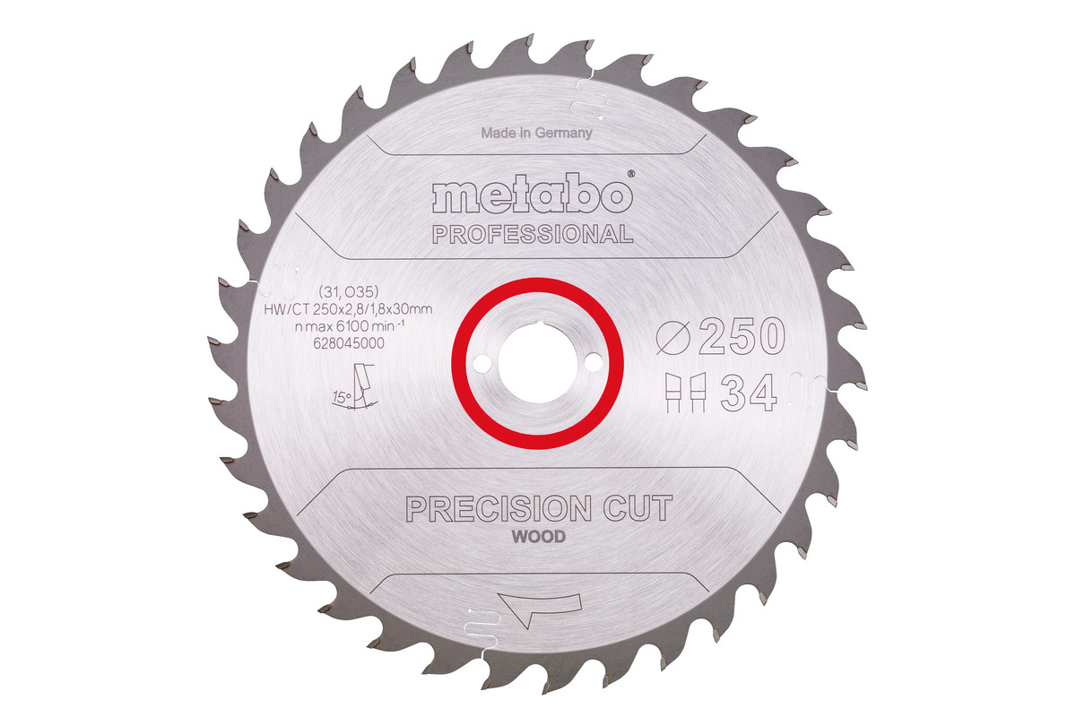 Lame de scie « precision cut wood - professional », 250x30, Z34 WZ 15° - METABO - 628045000