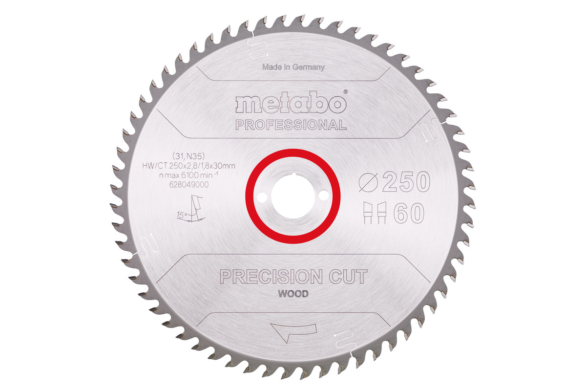 Lame de scie « precision cut wood - professional », 250x30, Z60 WZ 15° - METABO - 628049000