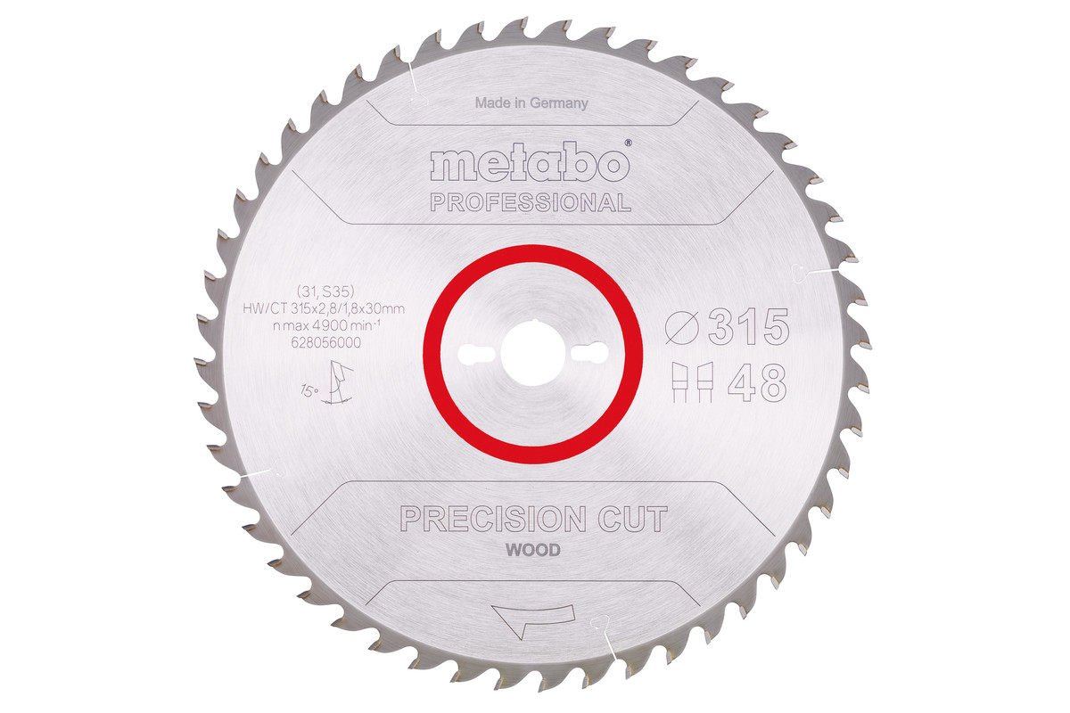 Lame de scie « precision cut wood - professional », 315x30, Z48 WZ 15° - METABO - 628056000