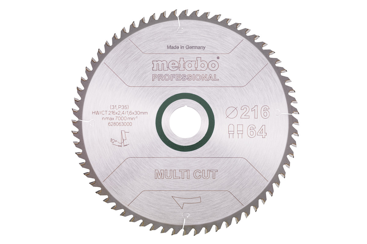 Lame de scie « multi cut - professional », 216x30, Z64 FZ/TZ, 10° - METABO - 628063000