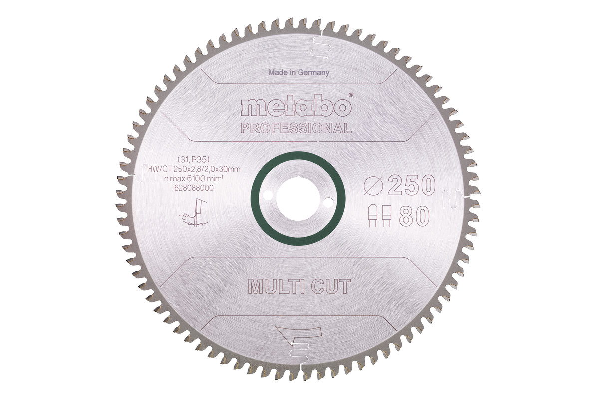 Lame de scie « multi cut - professional », 250x30, Z80 FZ/TZ, 5° nég. - METABO - 628088000