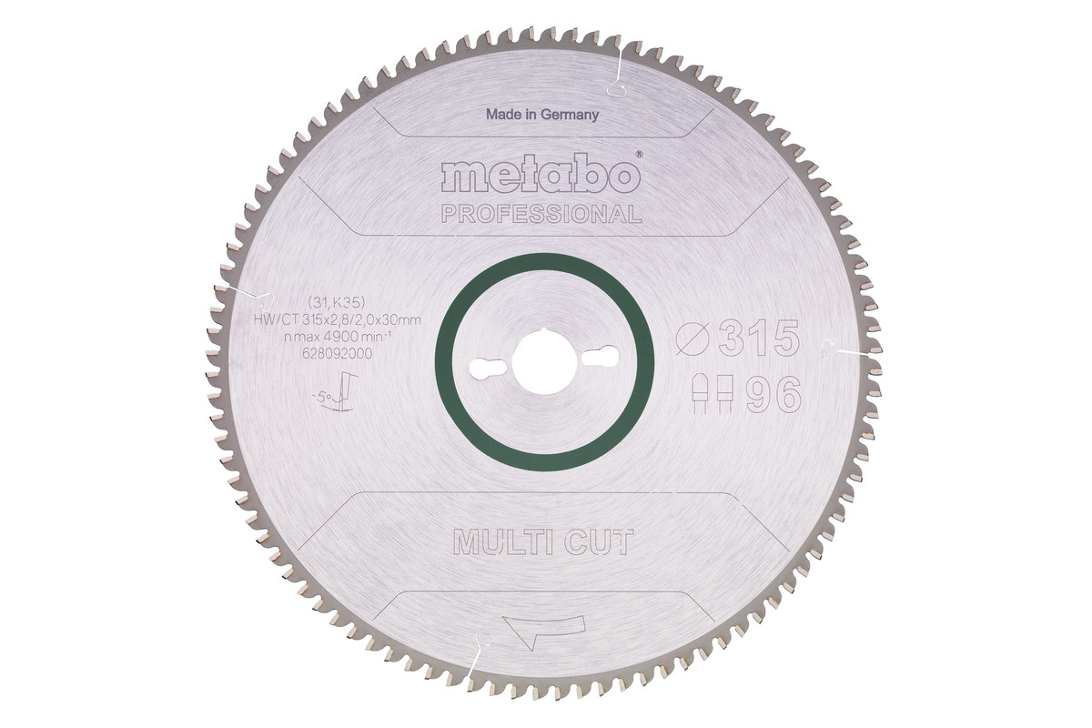 Lame de scie « multi cut - professional », 315x30, Z96 FZ/TZ, 5° nég. - METABO - 628092000
