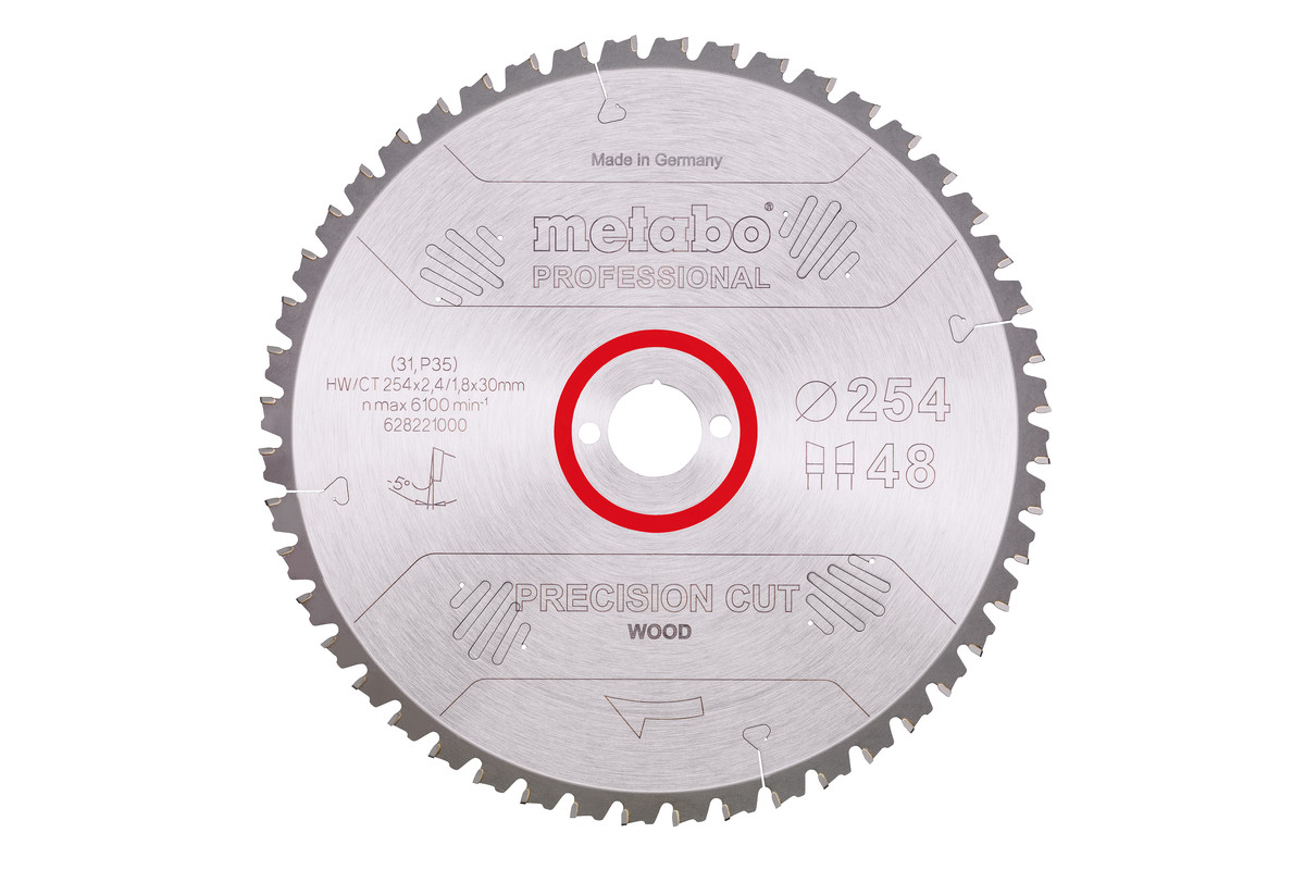 Lame de scie « precision cut wood - professional », 254x30, Z48 WZ 5° nég. - METABO - 628221000