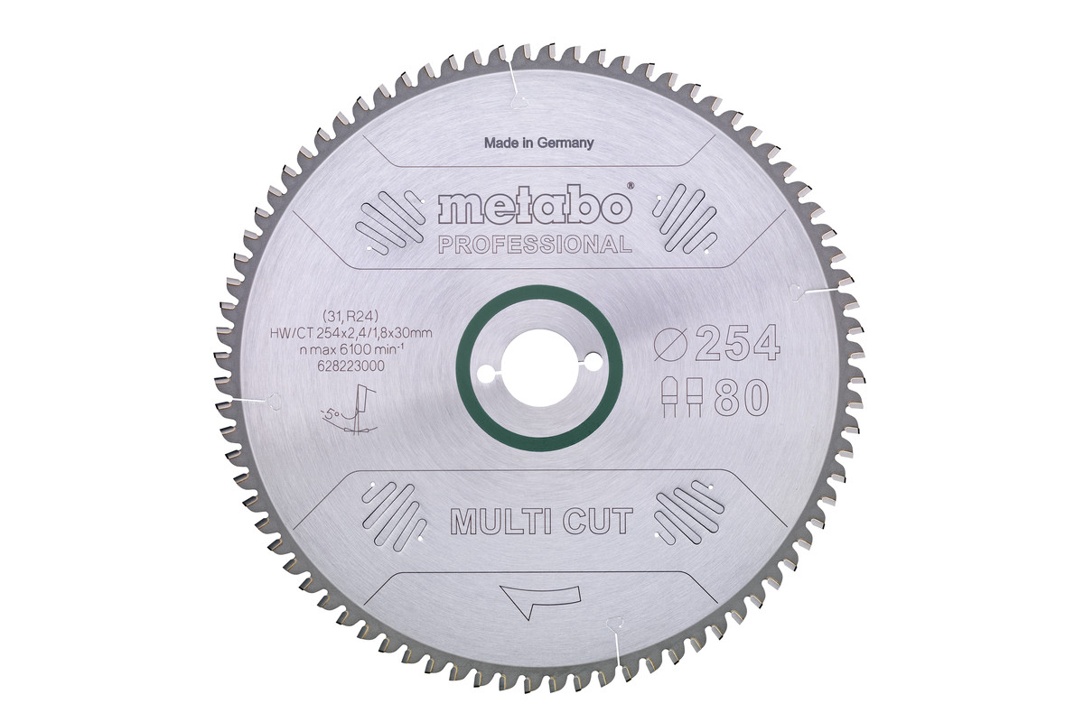 Lame de scie « multi cut - professional », 254x30, Z80 FZ/TZ, 5° nég. - METABO - 628223000