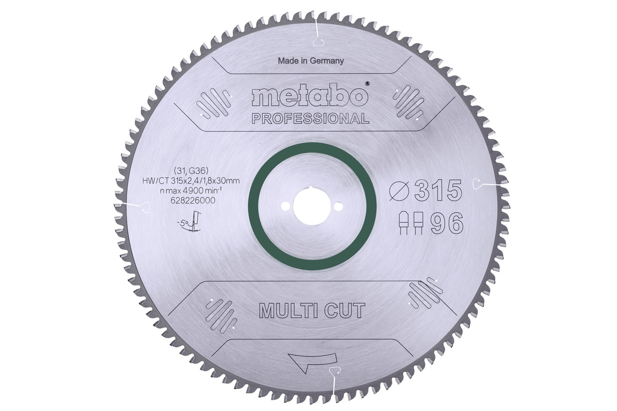 Lame de scie « multi cut - professional », 315x30, Z96 FZ/TZ, 5° nég. - METABO - 628226000