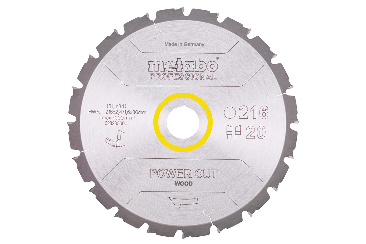 Lame de scie « power cut wood - professional », 216x30, Z20 WZ 5° nég. - METABO - 628230000