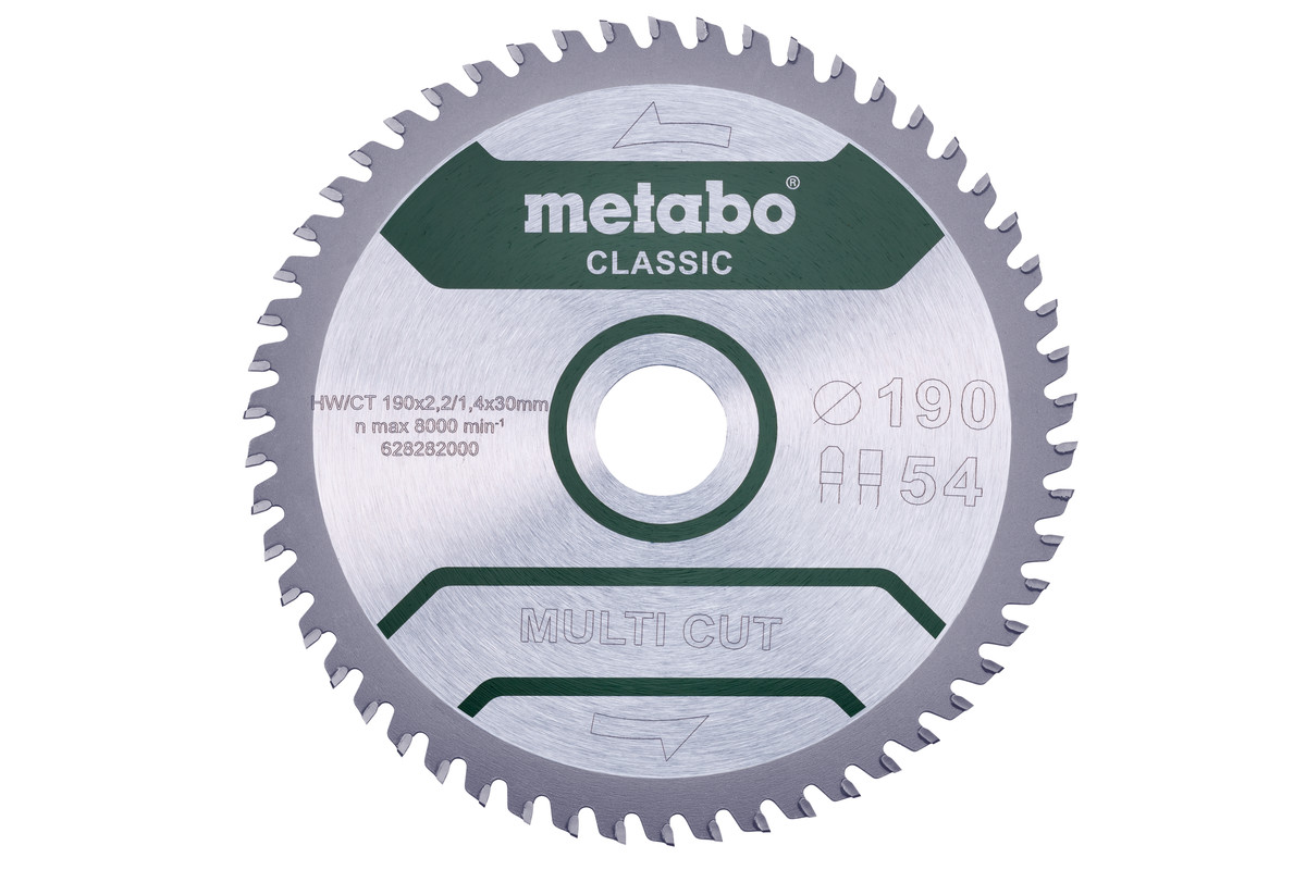 Lame de scie « multi cut - classic », 190x30 Z54 FZ/TZ 5° - METABO - 628282000 Lame de scie « multi cut - classic », 190x30 Z54 FZ/TZ 5° - METABO - 628282000
