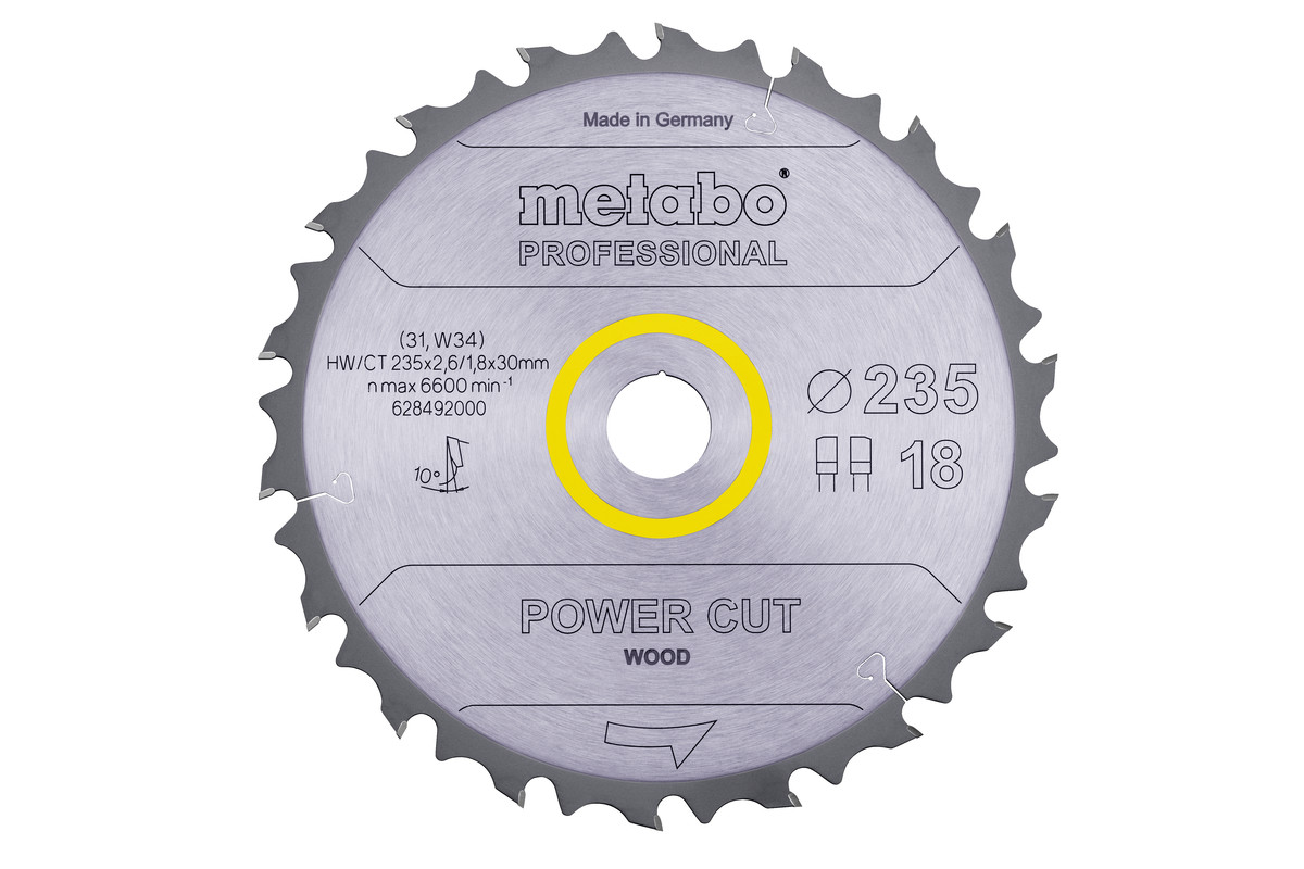 Lame de scie « power cut wood - professional », 235x30, Z18 FZ/FA 10° - METABO - 628492000