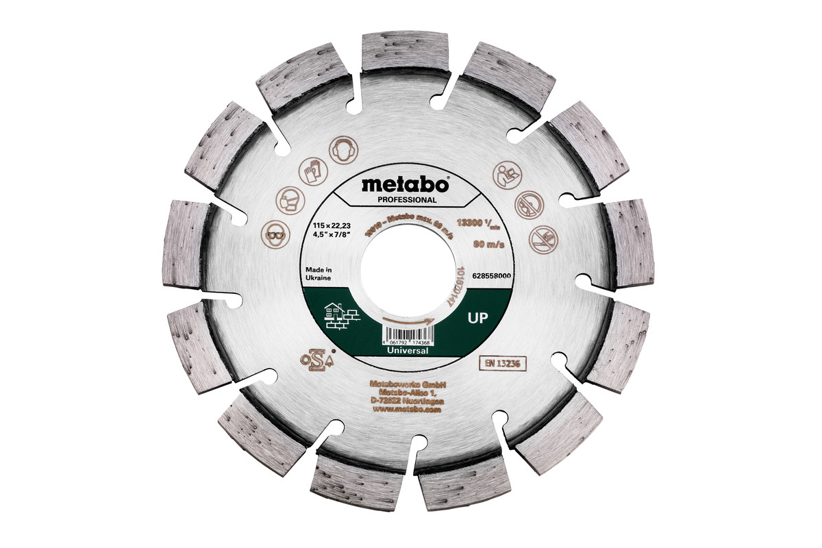 Meule de tronçonnage diamantée 115x22,23mm, « UP », Universal « professional » - METABO - 628558000