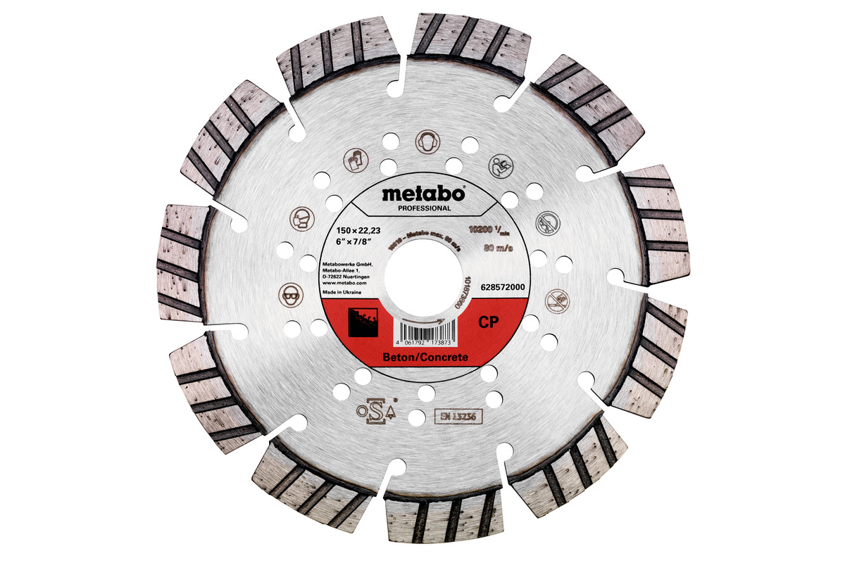 Meule de tronçonnage diamantée 150x22,23mm, « CP », Béton « professional » - METABO - 628572000