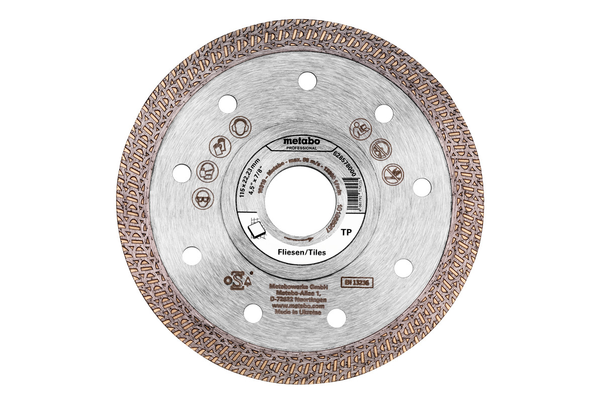 Meule de tronçonnage diamantée 115x22,23mm, « TP », Carrelage « professional » - METABO - 628578000