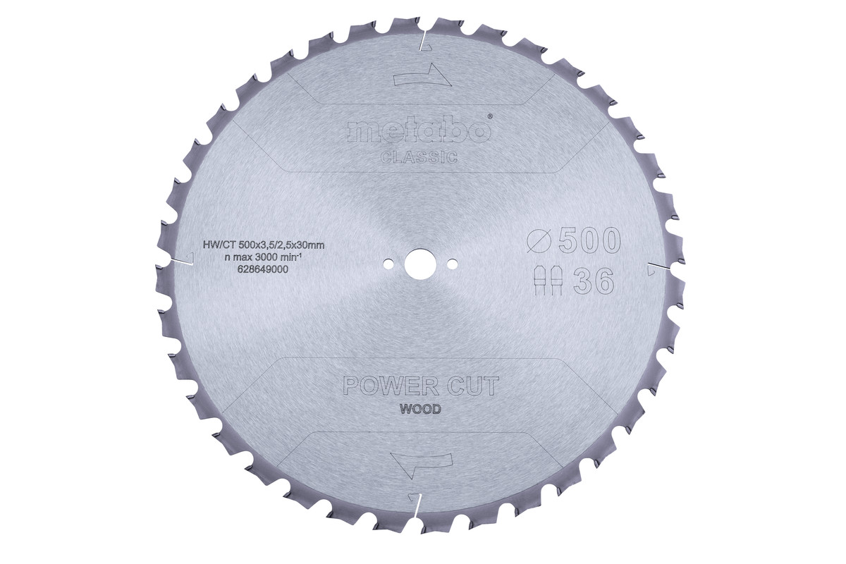 Lame de scie « power cut wood - classic », 500x30 Z36 TZ 15° - METABO - 628649000