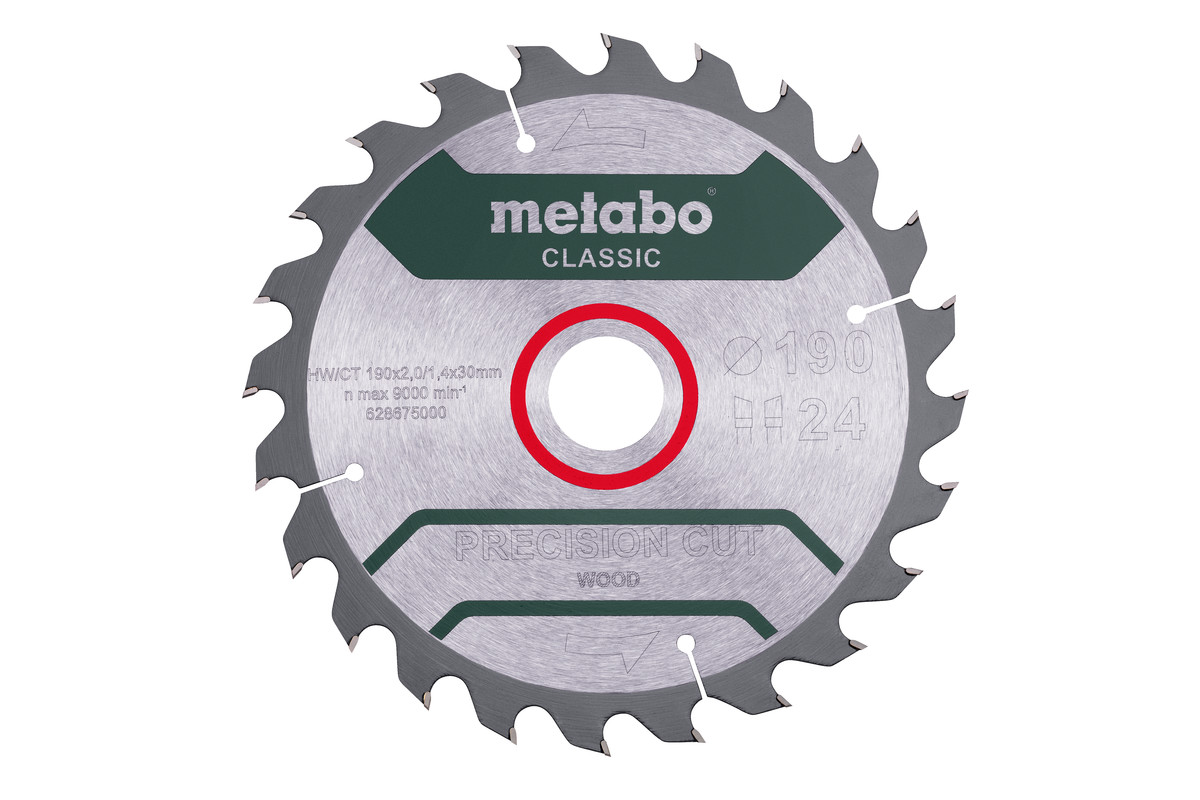 Lame de scie « precision cut wood - classic », 190x30 Z24 WZ 15° - METABO - 628675000 Lame de scie « precision cut wood - classic », 190x30 Z24 WZ 15° - METABO - 628675000