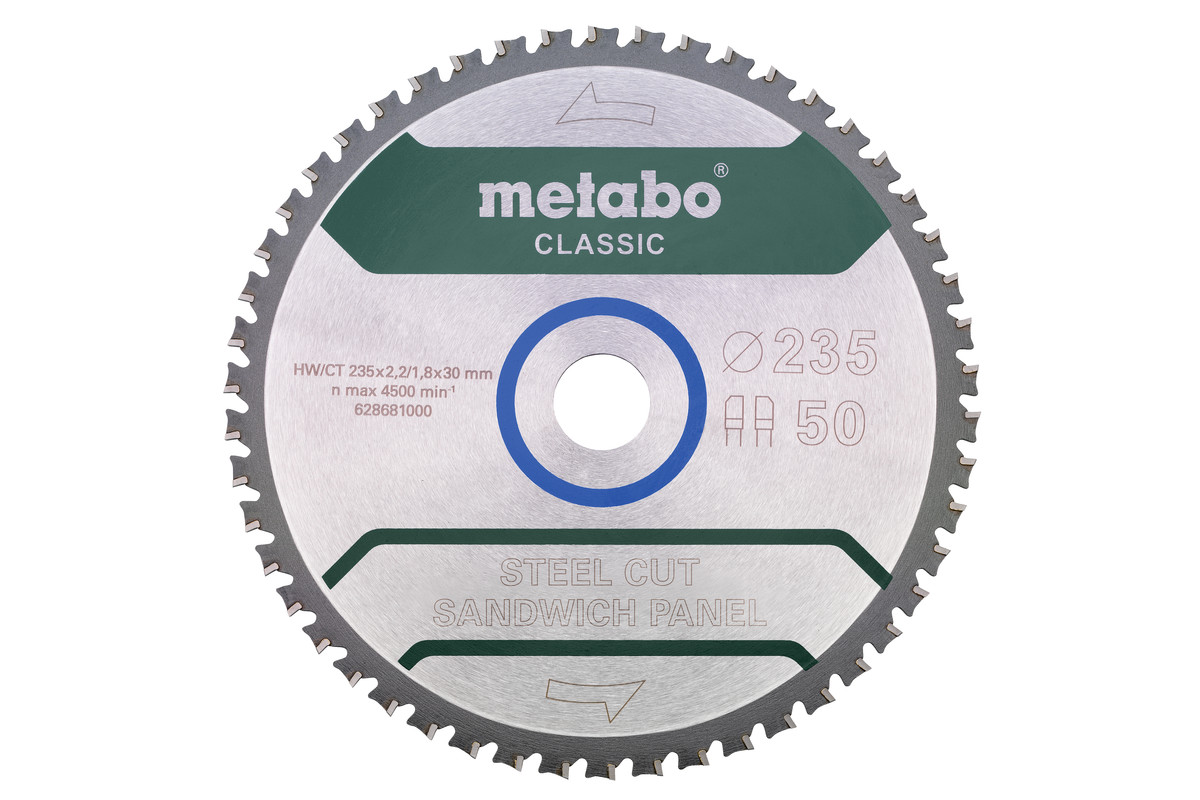Lame de scie « steel cut/sandwich panel - classic », 235x30 Z50 FZ/FA 4°/B - METABO - 628683000