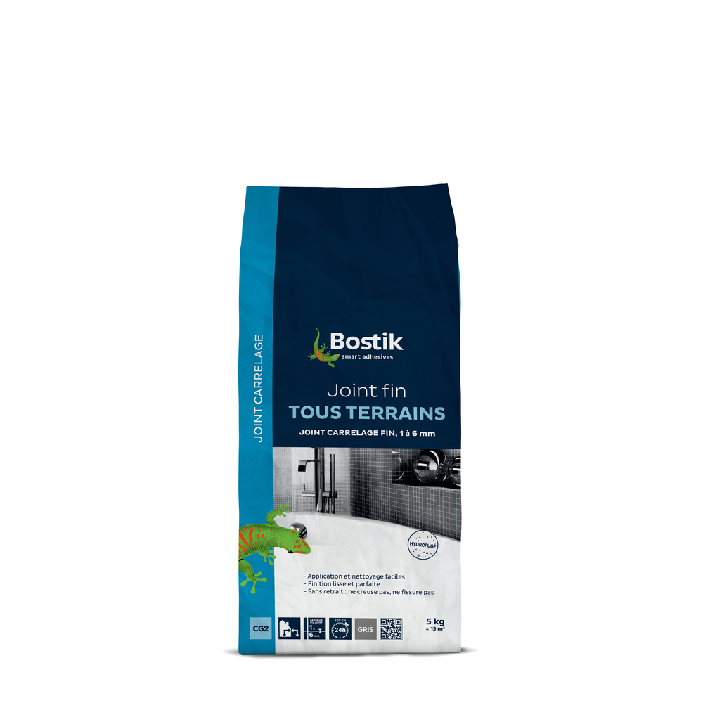 Joint Fin Tous terrains Joint carrelage - Gris 5kg - Lot de 4 - BOSTIK - 30121651