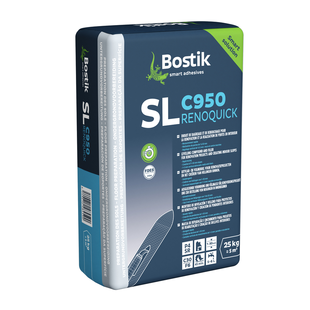 Ragréage pour réalisation de pentes SL C950 Renoquick - Gris 10kg - Lot de 2 - BOSTIK - 30618310
