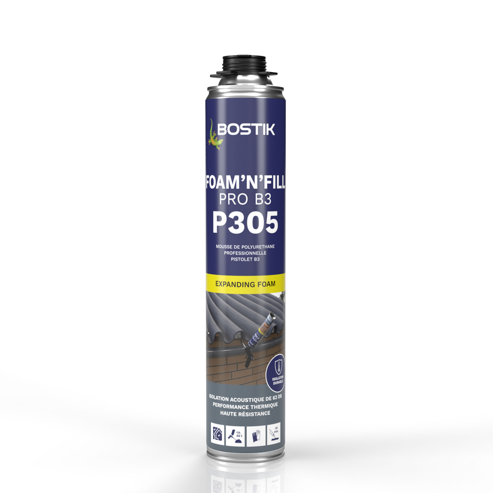 Mousse polyuréthane pistolable FOAM’N’FILL PRO B3 P305 - beige 750ml - Lot de 12 - BOSTIK - 30623826