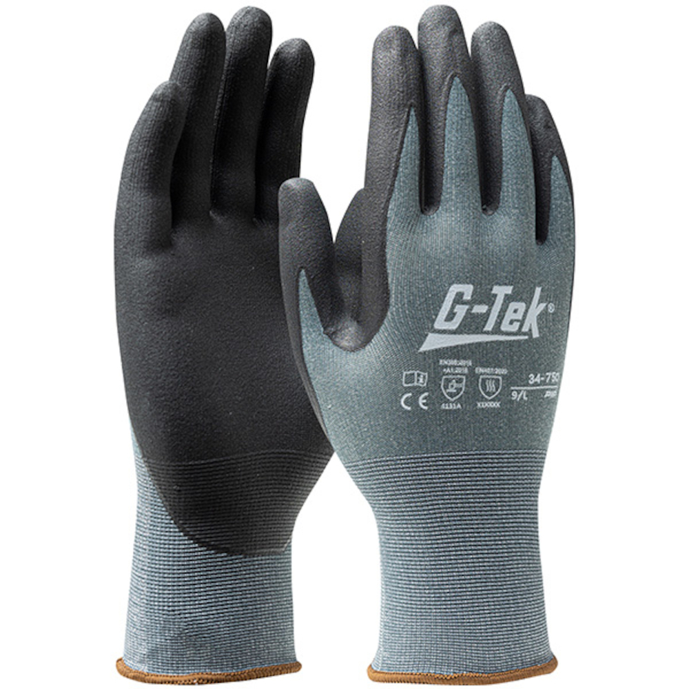 Gants doublure nylon/spandex nitrile mousse vert foncé - Lot de 12 - G-TEK - 34-750