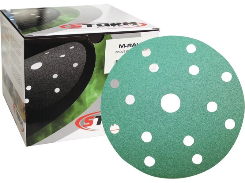 BOITE DE 100 DISQUES VELCRO 15 TROUS DIAM 150MM GR180 - STORM - 55703