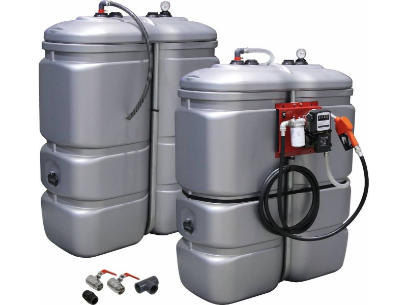 KIT 2 CUVES STOCKAGE JUMELEES 1000L PEHD STATION AVEC FILTRE 230V 60L/MIN DRAKKAR EQUIPEMENT - 56038