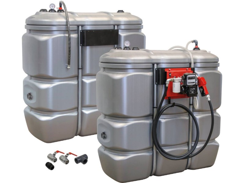 KIT 2 CUVES STOCKAGE JUMELEES 1500L PEHD STATION AVEC FILTRE 230V 60L/MIN DRAKKAR EQUIPEMENT - 56040
