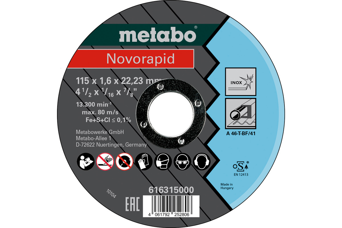 Novorapid 115 x 1,6 x 22,23 Inox, TF 41 - METABO - 616315000