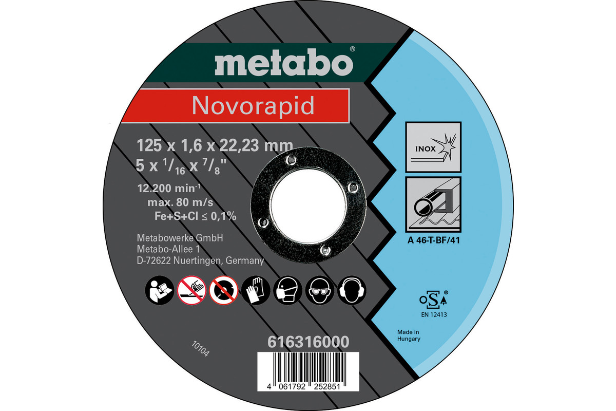 Novorapid 125 x 1,6 x 22,23 Inox, TF 41 - METABO - 616316000