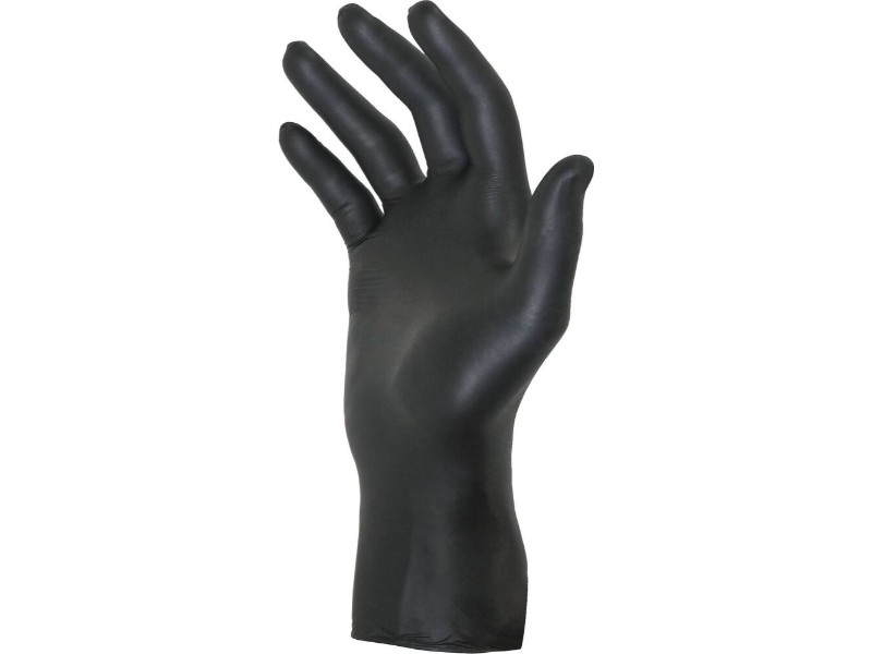 Gants jetables ambidextres nitrile 240mm noir T8 - Boîte de 100 pcs NOWEAR - 65001