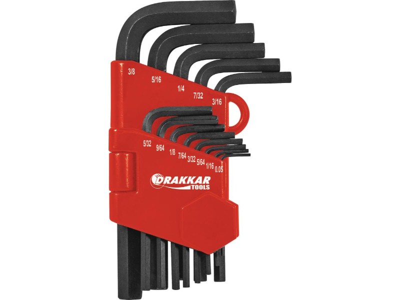 Clés mâles coudées hexagonales courtes en pouce 0,05 à 3/8' DRAKKAR TOOLS - 68418