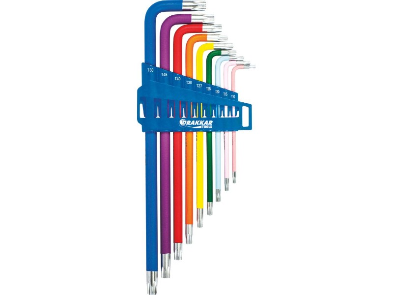Clés mâles coudées torx extra longues alésées de tt10 à tt50 DRAKKAR TOOLS - 68424
