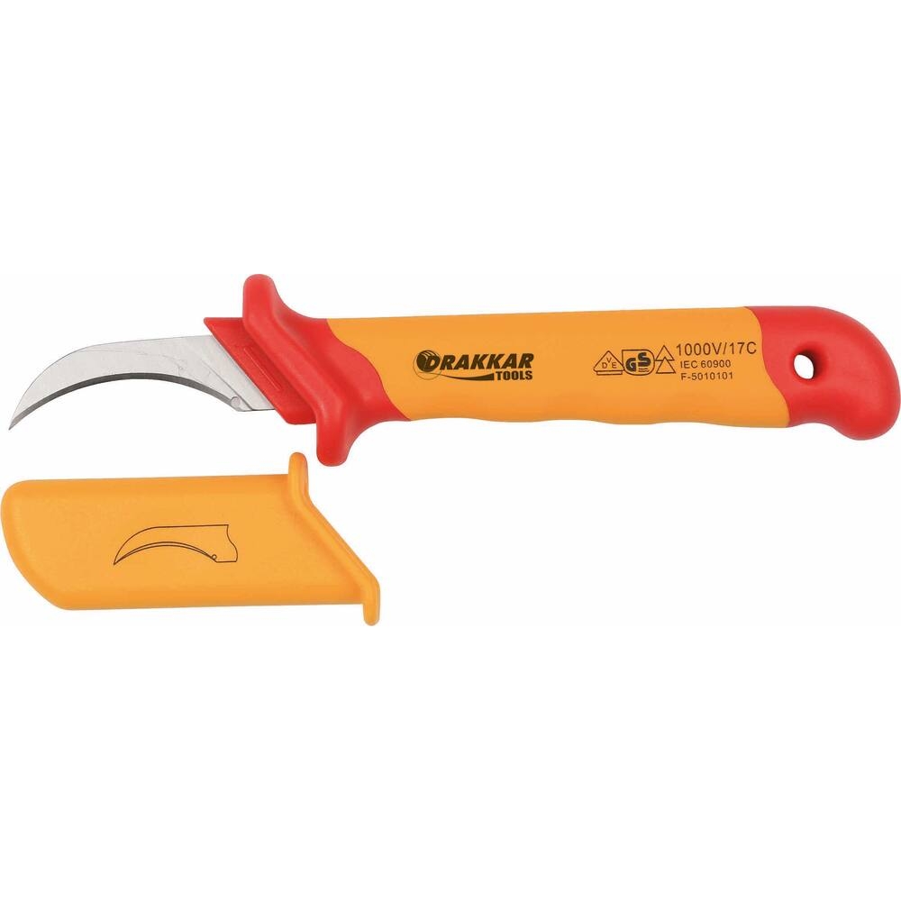 Couteau à dégainer courbé 180mm isolé 1000V - DRAKKAR TOOLS - 69837