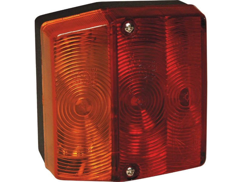 Feu arrière carré 12v 4 fonctions avec éclaireur de plaque ASPOCK - 79540