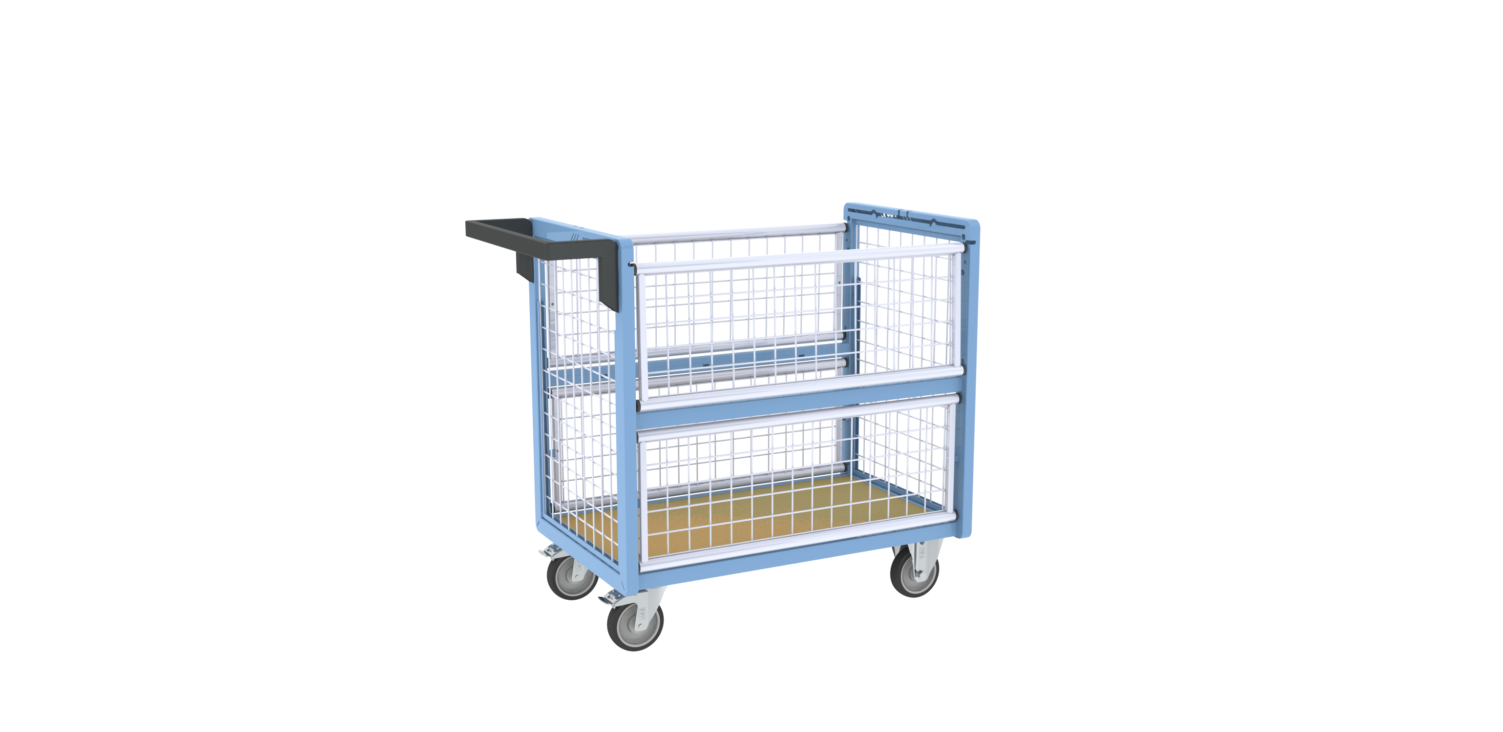 Chariot conteneur grillagé sans toit 850x500 mm 250 kg - FIMM - 800726111