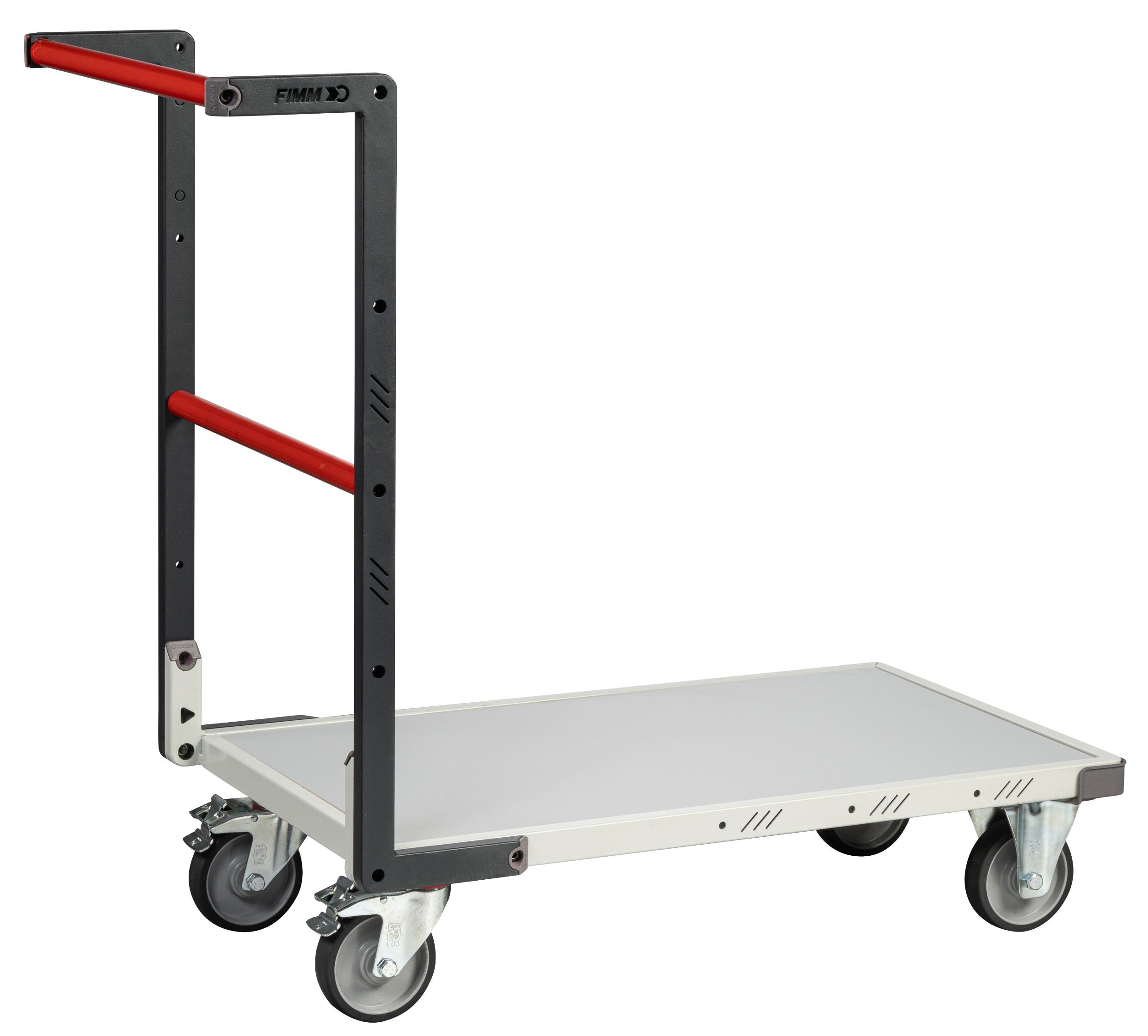 Chariot dossier fixe, 850x500 mm plateau mélaminé roues TPE 250 kg - FIMM - 804721120