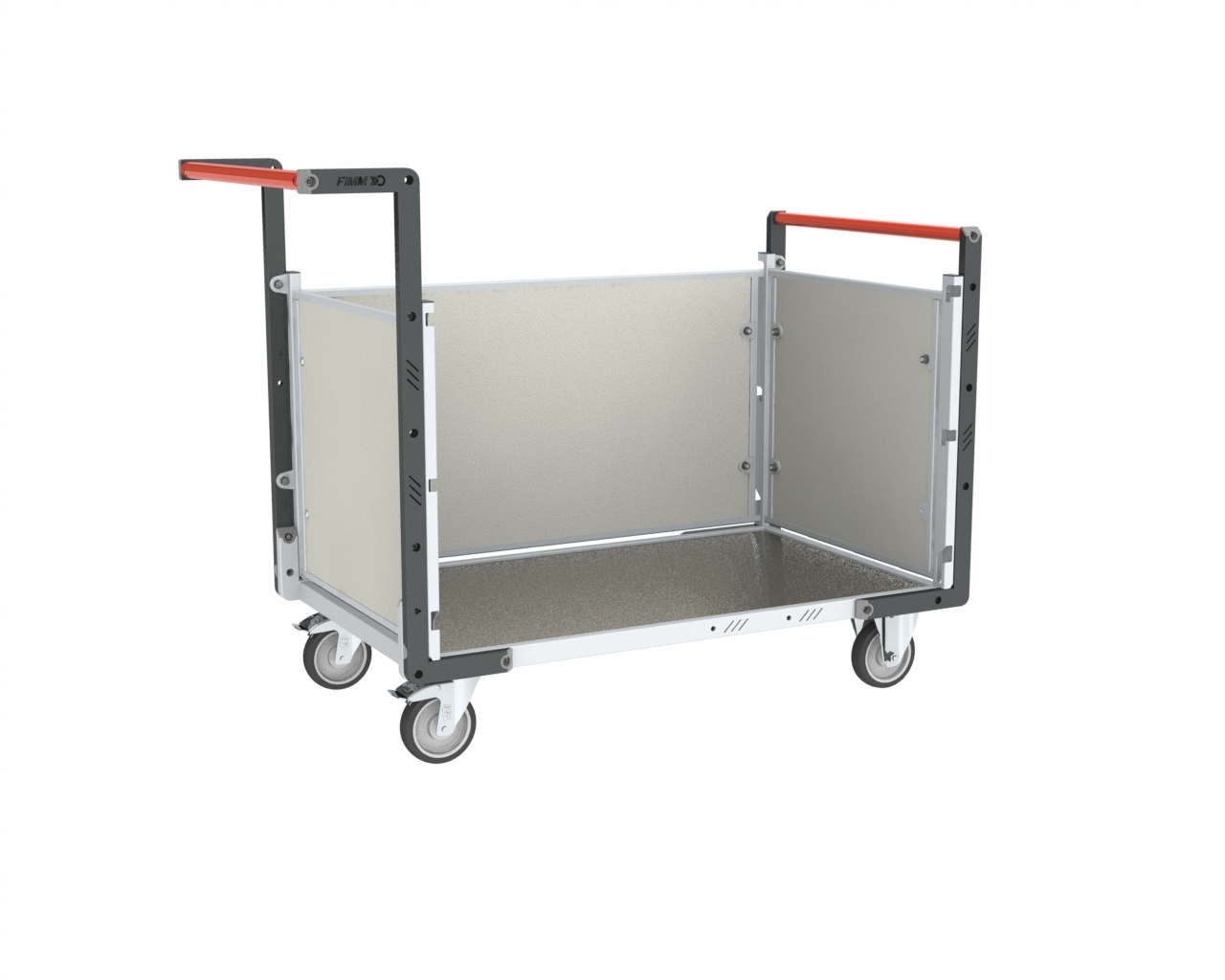 Chariot avec plaque alvéolaire 2 dossiers + 1 ridelle et plateau 1000x600 mm 250 kg - FIMM - 806724284
