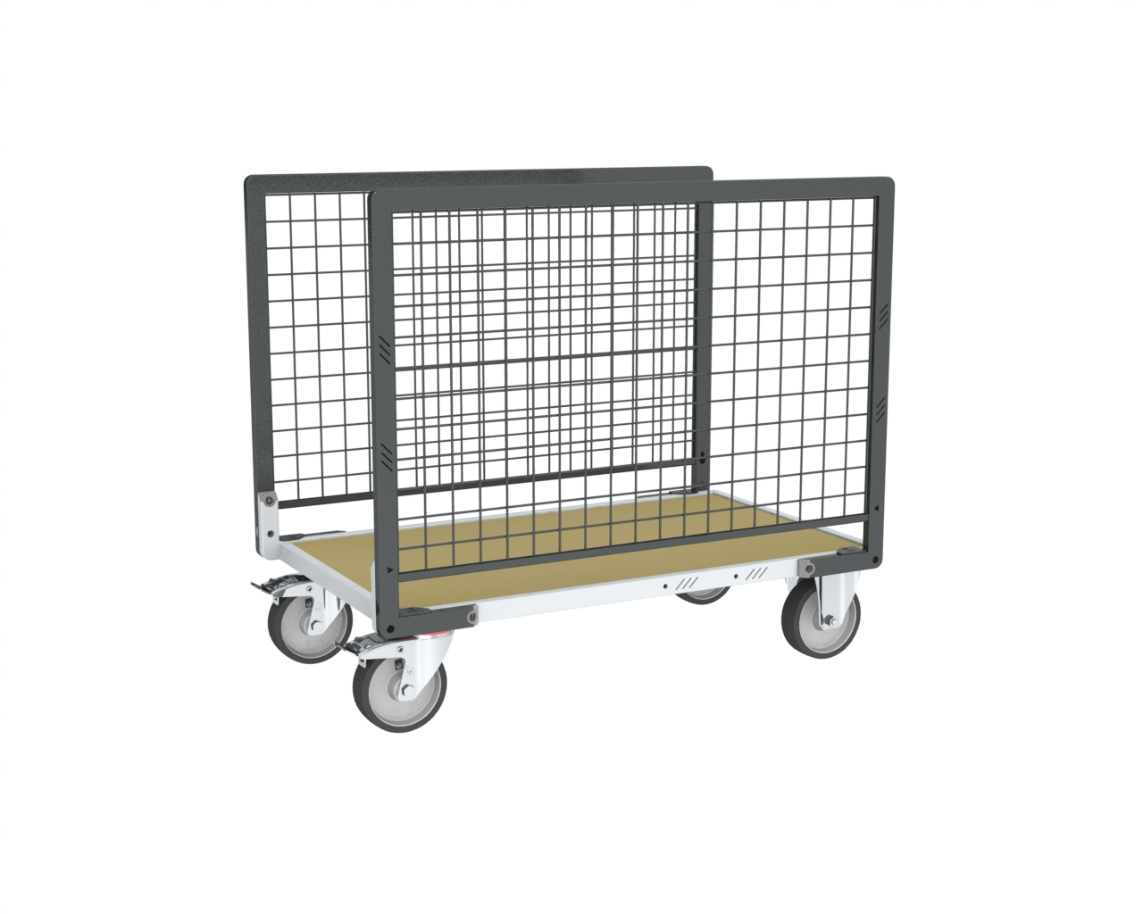 Chariot grillagé avec 2 ridelles et plateau bois 1000x600 mm 500 kg - FIMM - 806724543