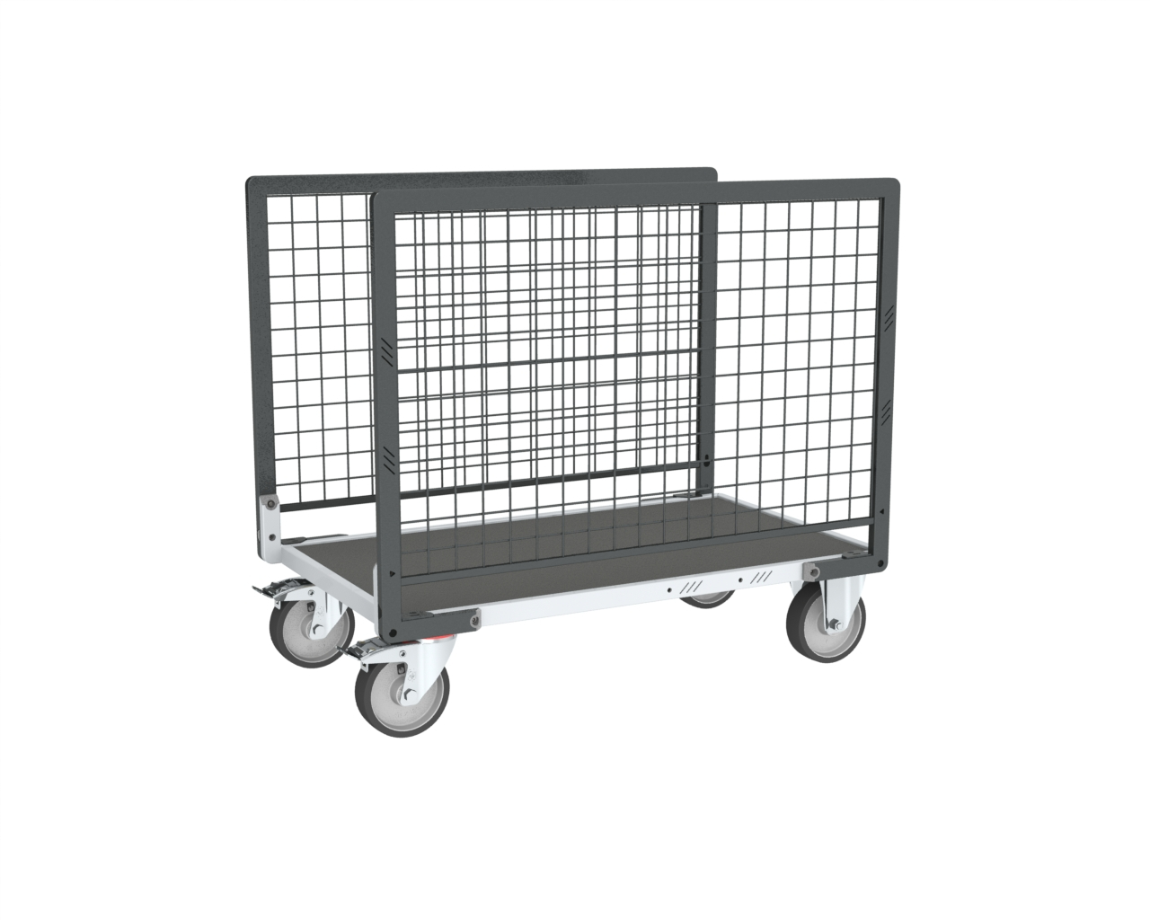 Chariot grillagé avec 2 ridelles et plateau bois avec tapis 1000x600 mm 500 kg - FIMM - 806724563
