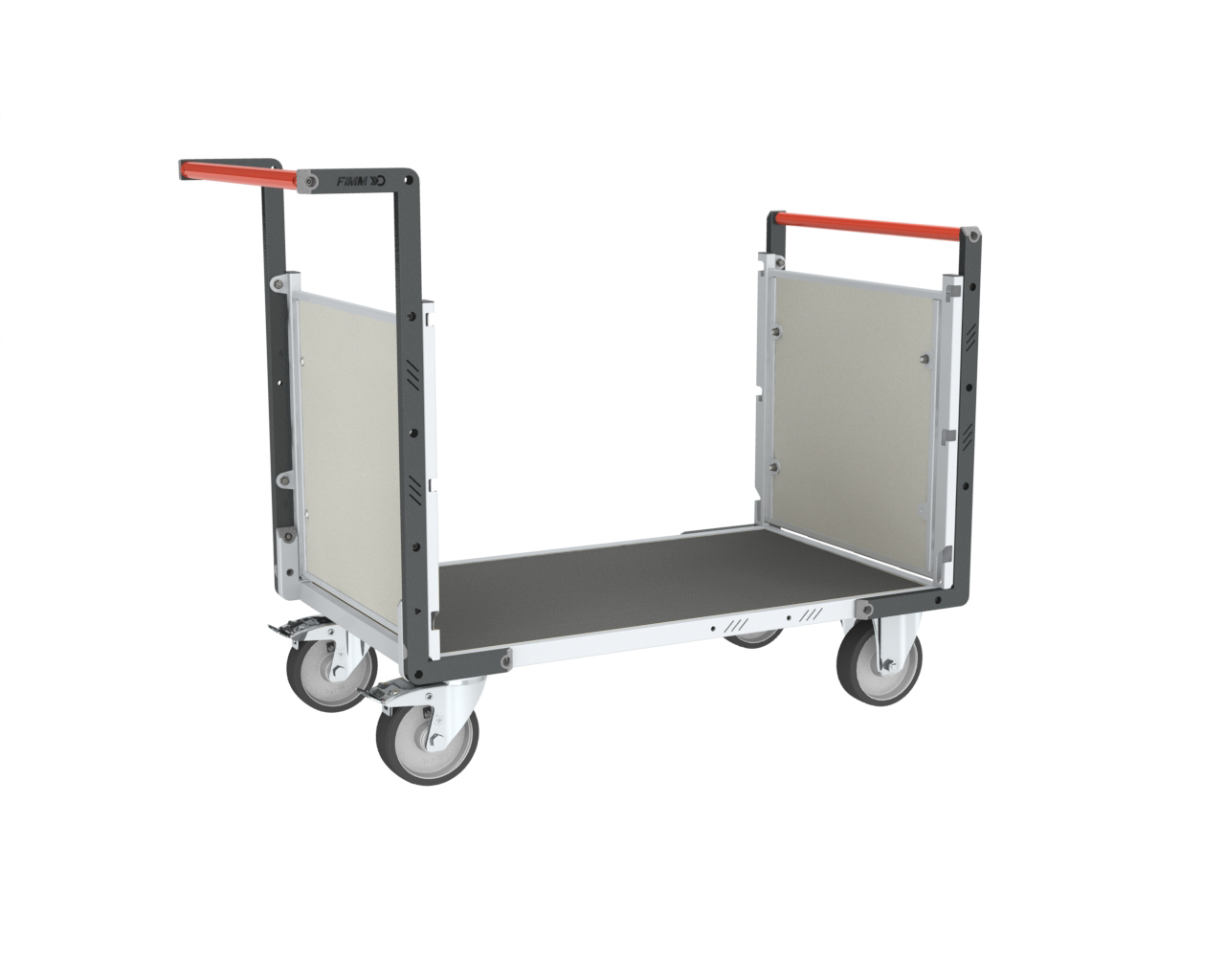 Chariot modulaire - 2 dossiers + plateau bois avec tapis caoutchouc 1000x600 mm 500 kg - FIMM - 806724592