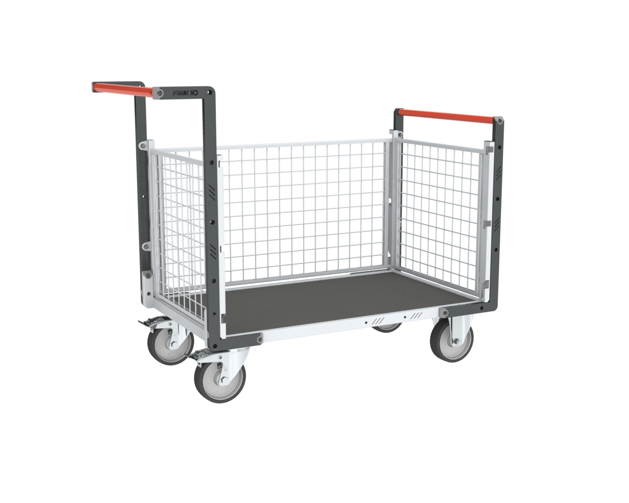Chariot grillagé avec 2 dossiers + 1 ridelle et plateau 1200x800 mm 500 kg - FIMM - 806724664