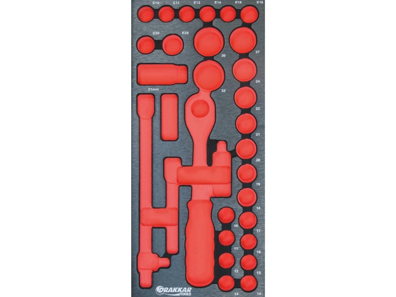 Module mousse DRAKKAR vide - finition métal pour douilles 1/2