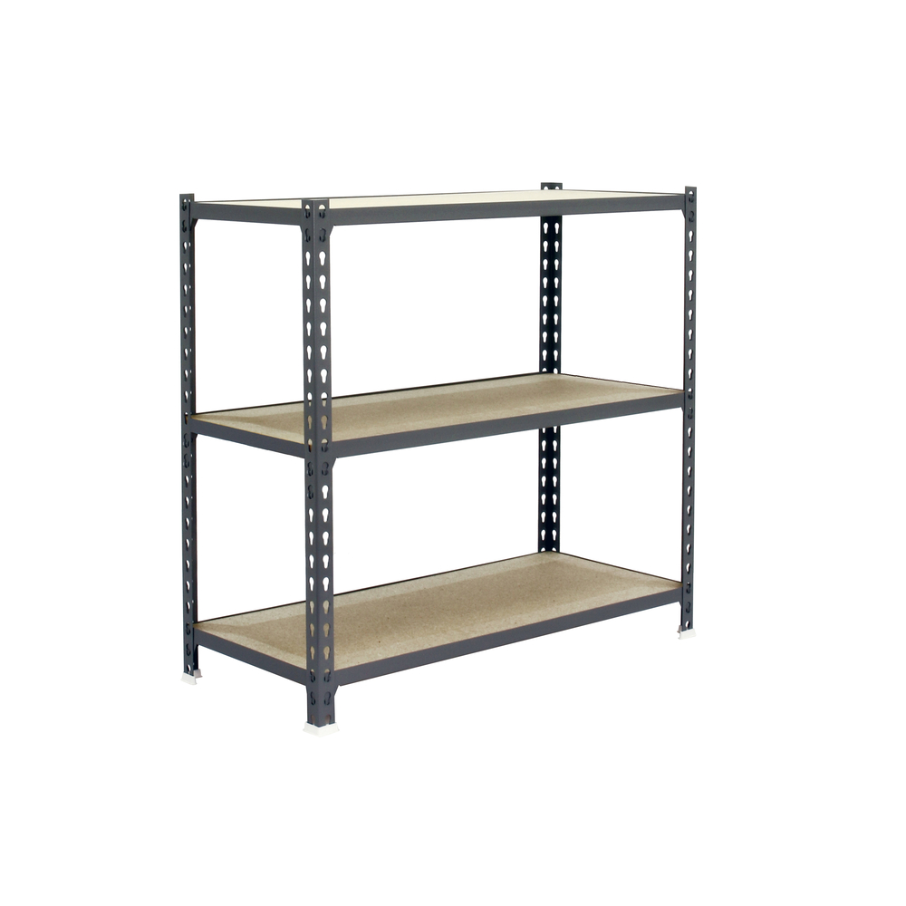 Rayonnage bois-métal léger sans vis 900x1200x300 - 3 niveaux Gris/Bois - SIMON RACK - 8425437077203